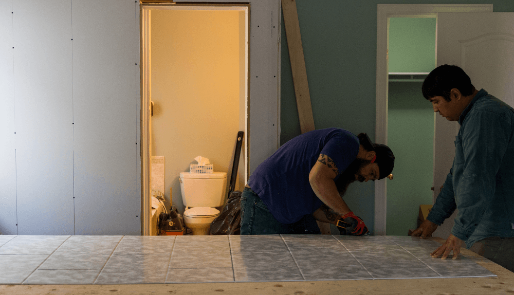 tub and shower specialist working on a project